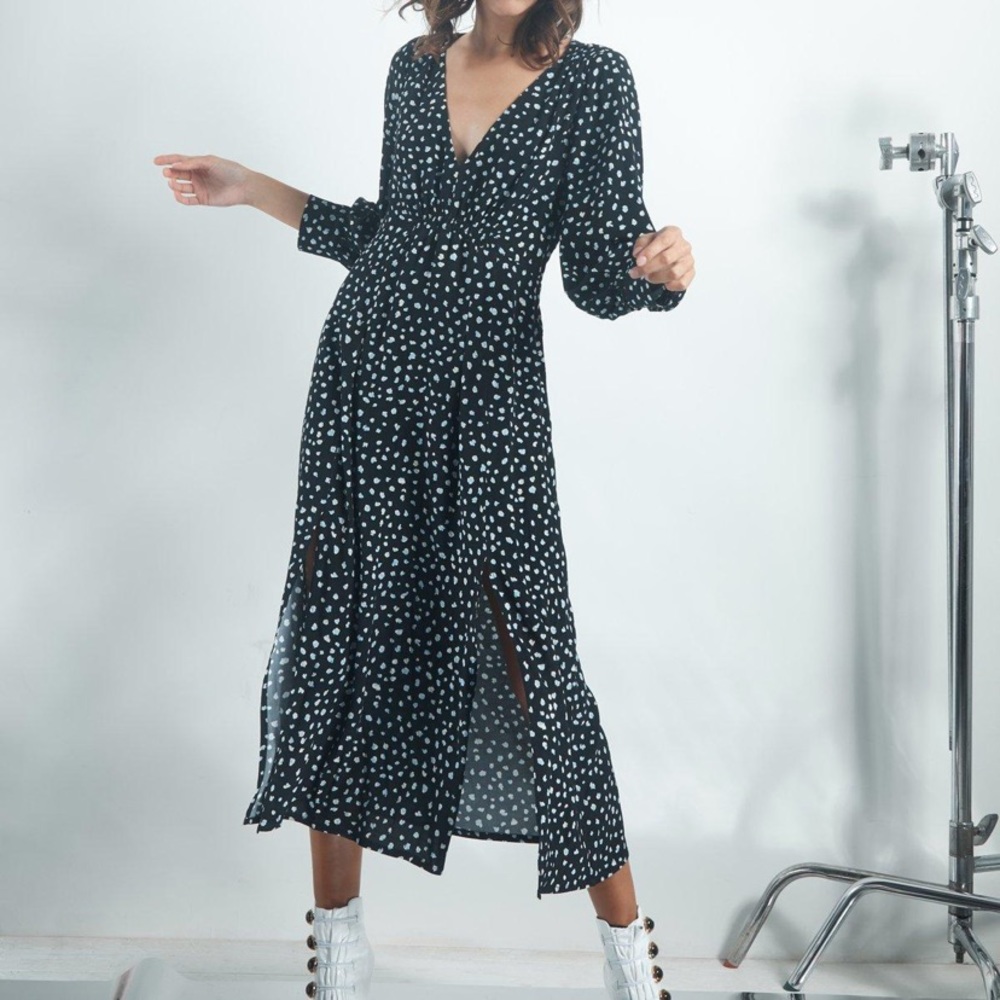 Sanctuary Niki Print Smocked Waist Midi Dress